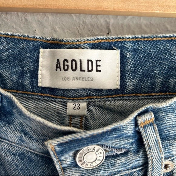 Agolde Riley High-Rise Straight Cropped Jeans Haven Wash Sz 23 - Picture 3 of 6